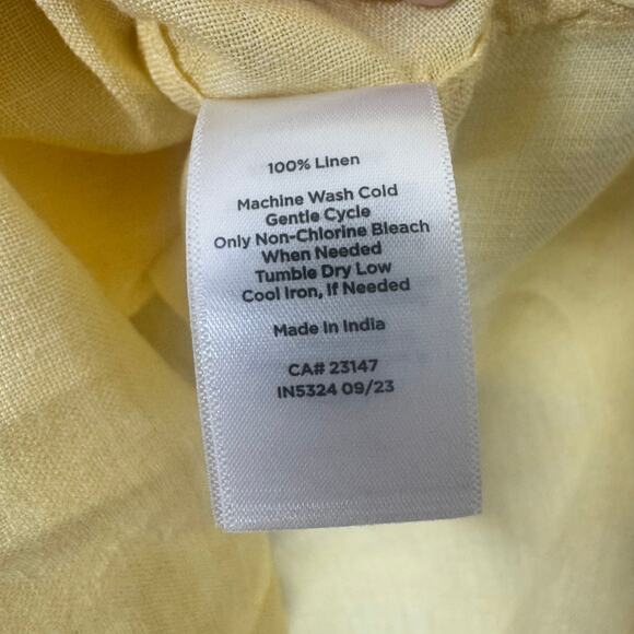 Talbots 100% Linen Button Down Shirt Women’s Medium Butter Yellow Minimalist Top - Picture 3 of 8